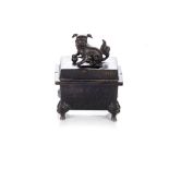 A CHINESE BRONZE CENSER AND COVER, QING DYNASTY, LATE 19TH CENTURY The rectangular censer with