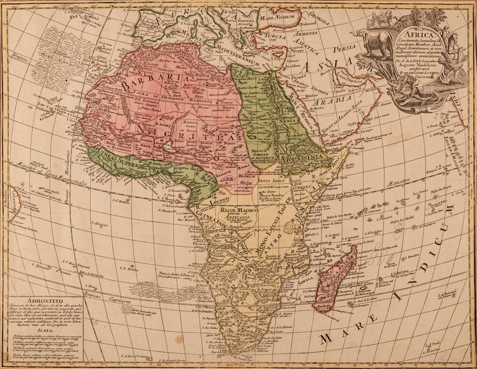 Tobias Conrad Lotter AFRICA, CONCINNATA SECUNDUM OBSERVATIONES MEMBROR Augsburg, [1760] Copperplate,