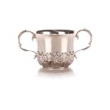 A GEORGE V SILVER PORRINGER, MAPPIN AND WEBB, LONDON, 1918 Everted rim, the body embossed with