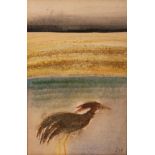 Stanley Pinker (South African 1924-2012) SECRETARY BIRD signed with artist's initials watercolour