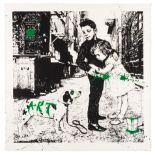 Mr. Brainwash (French 1966 -) PUP ART signed in pencil in the margin, artists fingerprint in ink