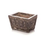 A CHINESE GREY POTTERY BONSAI PLANTER, QING DYNASTY, LATE 19TH CENTURY The rectangular body raised