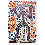 A.R. Penck ( -) STICK FIGURE signed and editioned 34/50 lithograph printed in colours 250 by 130cm