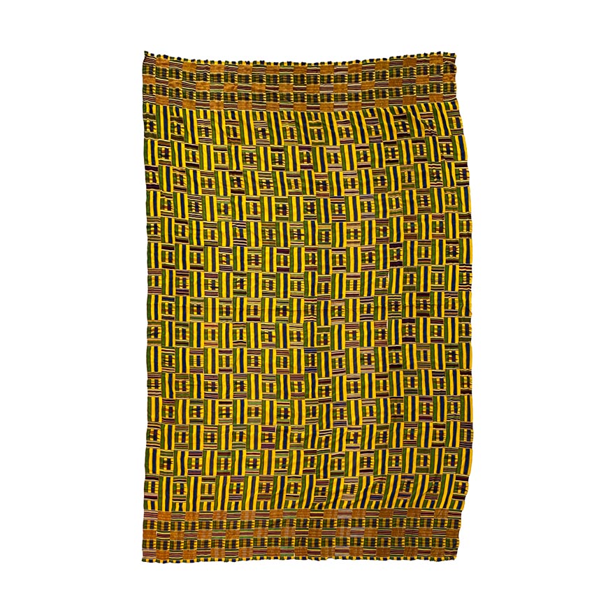 KENTE CLOTH, WEST AFRICA Rayon and other threads.Long strips woven on a narrow loom which have - Image 2 of 2