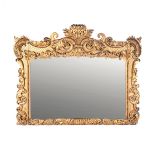A GILTWOOD MIRROR, 19TH CENTURY The rectangular plate within a conforming frame, the whole