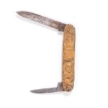 AN ANGLO-BOER WAR PAUL KRUGER POCKET KNIFE Some wear to small blade