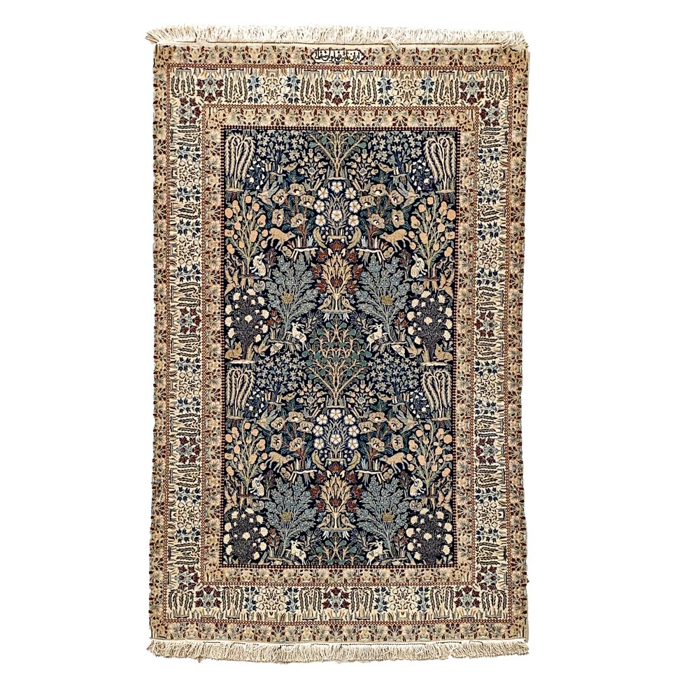 A PART SILK NAIN RUG,IRAN, MODERN 173 by 113cm