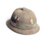 SOUTH AFRICAN POLO PITH HELMET 1930 RARE pattern polo pith helmet with TRANSVAAL DEFENCE RIFLE