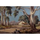 Johan (Johannes) Oldert (South African 1912-1984) BLUE GUMS, NEAR ALICE C-P (sic) signed oil on