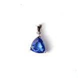 A TANZANITE PENDANT Claw-set with a brilliant-cut tanzanite, weighing approximately 3,90cts, in a