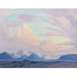 Jacob Hendrik Pierneef (South African 1886-1957) LANDSCAPE WITH CLOUDS signed and dated 45 oil on