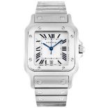 A UNISEX CARTIER SANTOS WRISTWATCH Reference no. W20060D6, the rectangular white dial with black