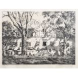 Tinus de Jongh (South African 1885-1942) OLD CAPE HOUSE, STELLENBOSCH etching, signed and titled