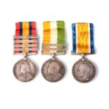 QUEENS SOUTH AFRICA /KINGS SOUTH AFRICA, BRITISH WAR MEDAL TRIO QSA 4 Bar TUGELA HEIGHTS, RELIEF