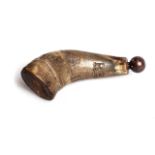 BOER WAR POWDER HORN Attributed to a Boer, Inscribed RR RR 17cm long