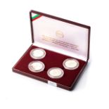 A PORTUGUESE PROOF SET OF 1988 STERLING SILVER COINS 1434-1488 replicas, encased in original red