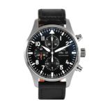 A GENTLEMAN’S IWC PILOT’S CHRONOGRAPH WRISTWATCH Reference no. IW377709, the circular black dial