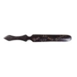 BOER POW LETTER OPENER Ebony wood, made by prisoner PJA WATERMEYER BOER KAMP CEYLON 1902, 25.5 cm