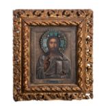 A RUSSIAN ICON, IVAN SEMENOVICH GUBKIN, MOSKOW Riza Oklad, hand painted, depicting image of