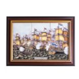 A PAIR OF DUTCH TILES Royal navy, “DE VII PROVINCIEN ADM RUYTER” and “ZEESLAG BIJ DUINS 1639”,