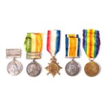 BOER WAR & WW1 SET OF 5 MEDALS QSA 3 Bar Relief of KIMBERELY, PAARDEBERG, DRIEFONTEIN 3052 Trooper