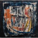 Paul du Toit (South African 1922-1986) ABSTRACT IN BLUE signed and dated '64 oil on paper laid