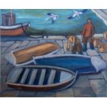 Jay Norman ( -) HARBOR SCENE and TWO SEABIRDS, two in lot both signed; the first dated 1989 on the