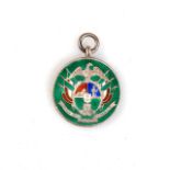 BOER WAR ZAR PENDENT Silver & enamel pendent with ring suspender, marked sterling silver