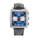 A GENTLEMAN’S TAG HEUER MONACO CHRONOGRAPH WRISTWATCH Reference no. CW2113.FC6183, the square blue