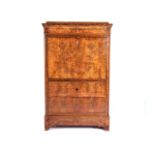 A FRENCH-STYLE WALNUT ESCRITOIRE, 19TH CENTURY Plain top, broad frieze concealing a drawer top,