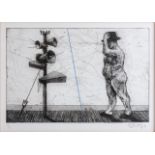 William Joseph Kentridge (South African 1955-) UNTITLED (MAN WITH MEGAPHONE CLUSTER) etching,