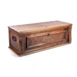 A CONTINENTAL CHESTNUT WOOD KIST, LATE 17TH/EARLY 18TH CENTURY With plain hinged rectangular top,