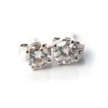 A PAIR OF DIAMOND STUDS Claw-set, with round brilliant-cut diamonds weighing approximately 1,02cts