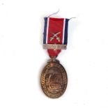 JOHN CHARD MEDAL Coat of Arms, Army swords and Bar on ribbon, Full size