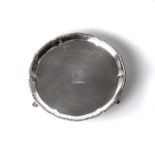 SILVER PLATED TRAY, GEORGIAN, 1790 Possibly Sheffield, the circular body with gadrooned rim,