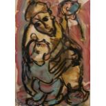 Frans Martin Claerhout (South African 1919-2006) MOTHER AND CHILD signed mixed media on paper 40