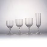 A PART SUITE OF MURANO GLASSES Clear blown glass comprising: 11 red wine, 11 white wine, 11