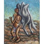 Diederick George During (South African 1917-1999) HERDER signed gouache on paper 50 by 40cm