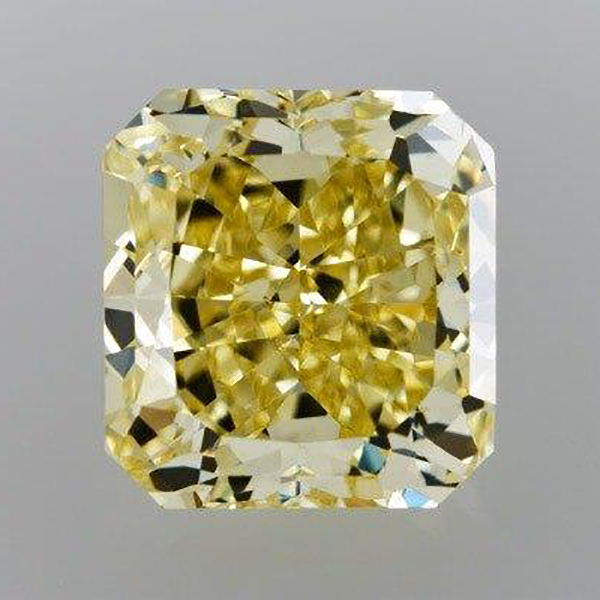A 3.02 CARAT CUT-CORNERED SQUARE FANCY YELLOW DIAMOND The cut-cornered square diamond accompanied by