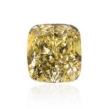 A 1.11 CARAT FANCY YELLOW CUSHION-CUT DIAMOND The cushion-cut diamond accompanied by a GIA