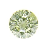 A 1.09 CARAT FAINT YELLOW-GREEN ROUND DIAMOND The round brilliant-cut diamond accompanied by a GIA