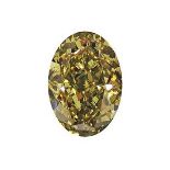 A 1.21 CARAT FANCY DEEP BROWNISH GREENISH YELLOW OVAL DIAMOND The oval-cut diamond accompanied by