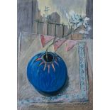 Louis Jansen van Vuuren (South African 1949-295) BLUE POT signed and dated 1991 mixed media on paper