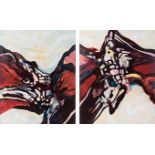 Tamara Osso (South African 20th Century-) ABSTRACT DIPTYCH signed and dated 2013 on the reverse