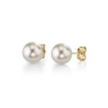 A PAIR OF PEARL STUD EARRINGS freshwater cultured pearls 6mm wide with 9ct gold pins with
