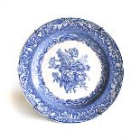 A SPODE BLUE ROOM COLLECTION 'BYRON' PATTERN PLATE Blue and white floral design, back stamp with