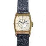 A GENTLEMAN'S ROMER WRISTWATCH, CIRCA 1950 manual, the 22mm long rectangular rolled gold watch