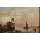 After George Stainton (British 19th Century-) EVENING ON THE THAMES signed and dated 1874; inscribed