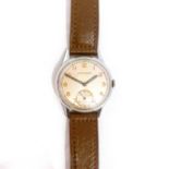 A GENTLEMAN'S MOVADO WRISTWATCH, CIRCA 1960 manual, the 25mm circular stainless steel watch case