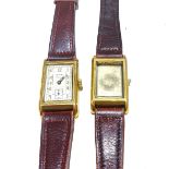 A GENTLEMAN'S CAPITAL DELUXE WRISTWATCH, CIRCA 1950 15 jewels, manual, the 28mm long rectangular